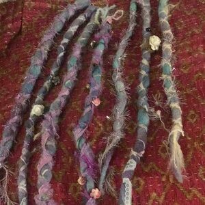 Handcrafted unicorn wool faux dreads clip in 7